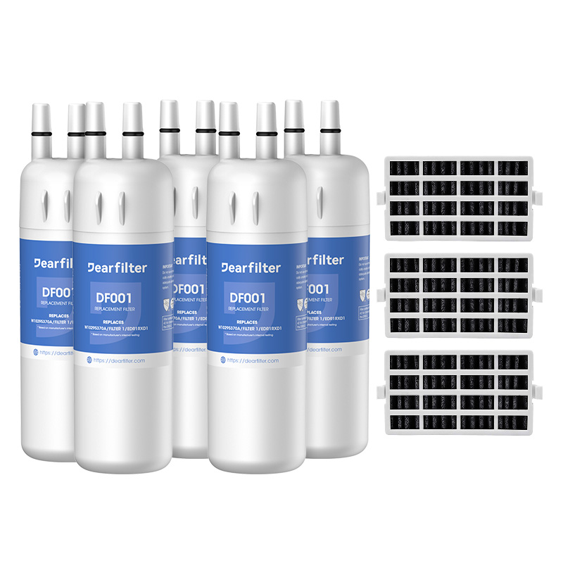 Dearfilter Compatible with Fridge Filter 1 EDR1RXD1, W10295370A, P8RFWB2L Filter 1 5PCS with air filter