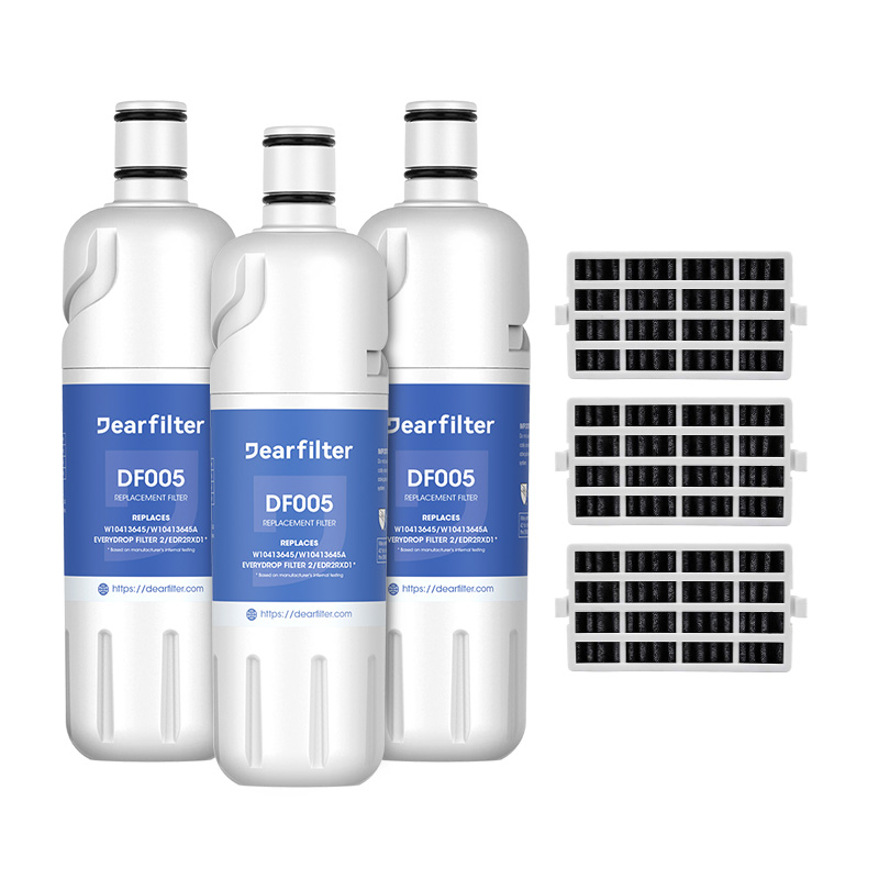 Dearfilter Compatible with Filter 2,EDR2RXD1,W10413645A Water Filter 3PCS with air filter