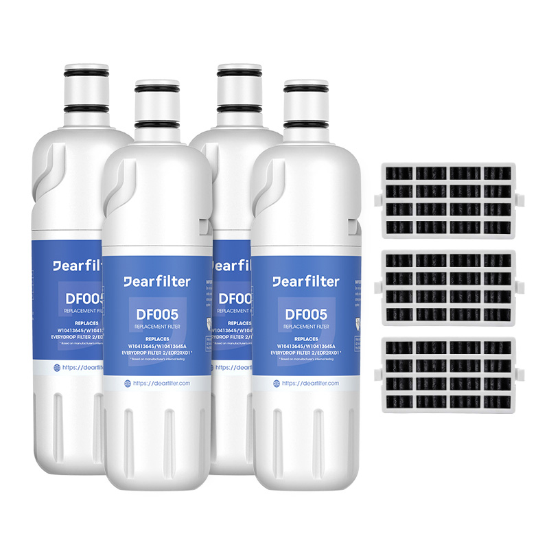 Dearfilter Compatible with Filter 2, EDR2RXD1,W10413645A Water Filter 4PCS with air filter