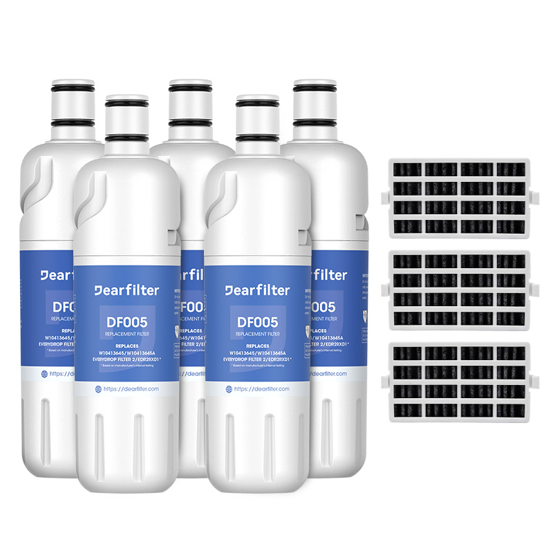 Dearfilter Compatible with EDR2RXD1 Water Filter, Filter 2 W10413645A, Everydrop Filter Replacement 5PCS with air filter
